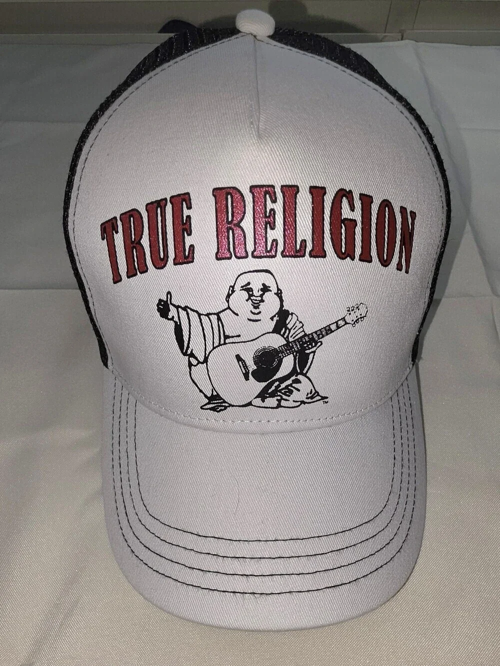 True Religion Men's Trucker Hat White/Black Snapback Cap One size NWOT sku 203